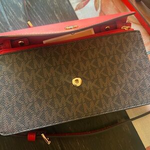 Michael Kors Red and Black Crossbody Bag